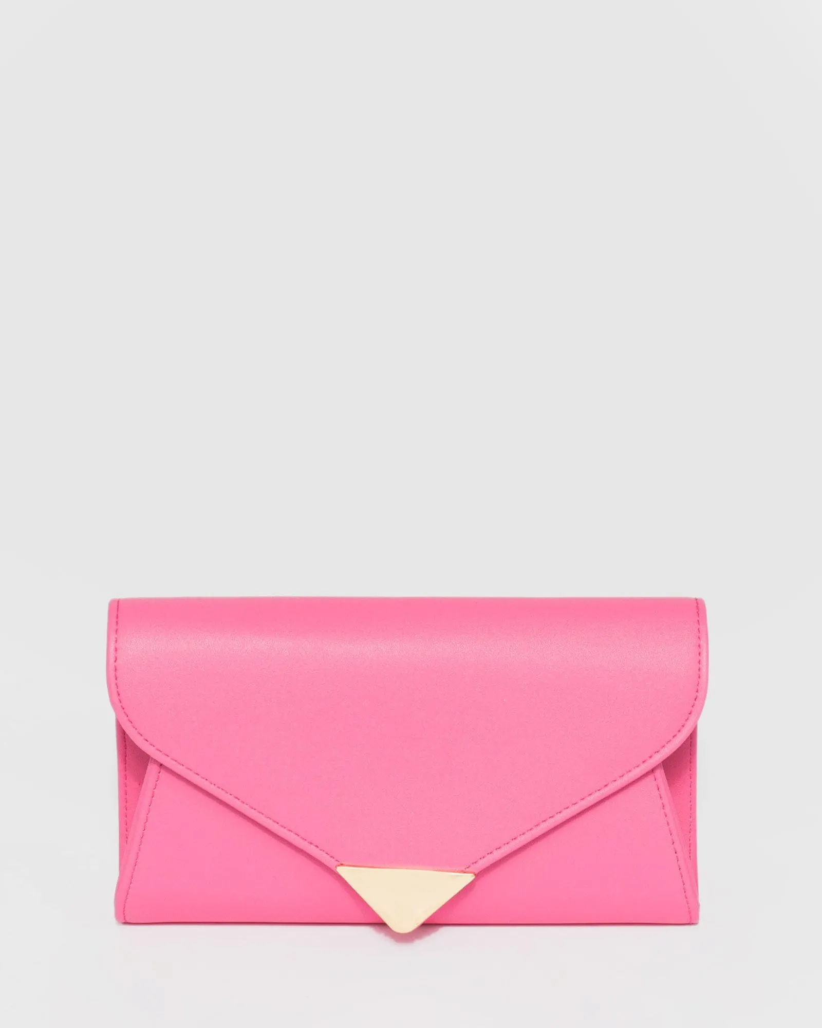 Pink Clare Metal Tip Clutch Bag