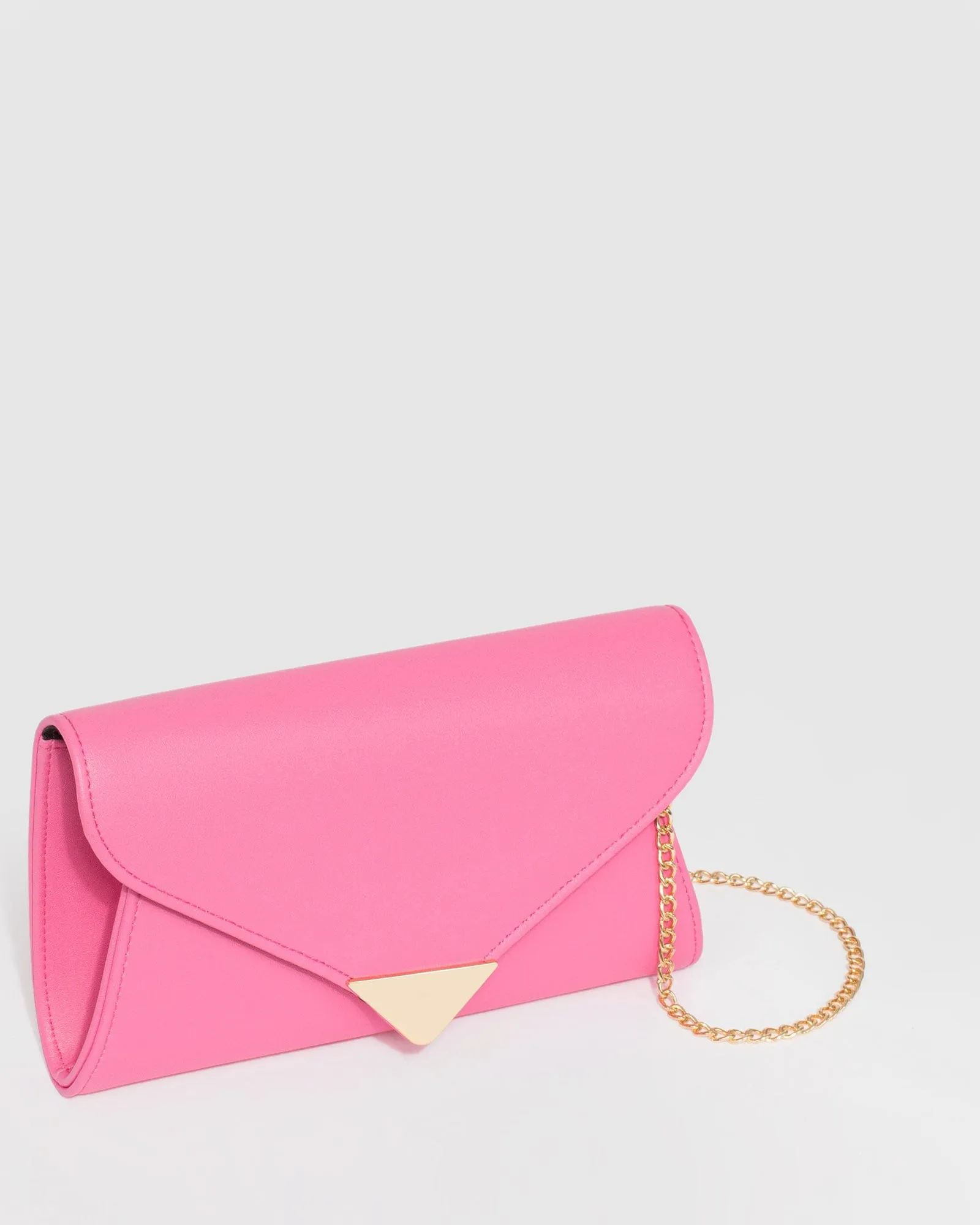 Pink Clare Metal Tip Clutch Bag