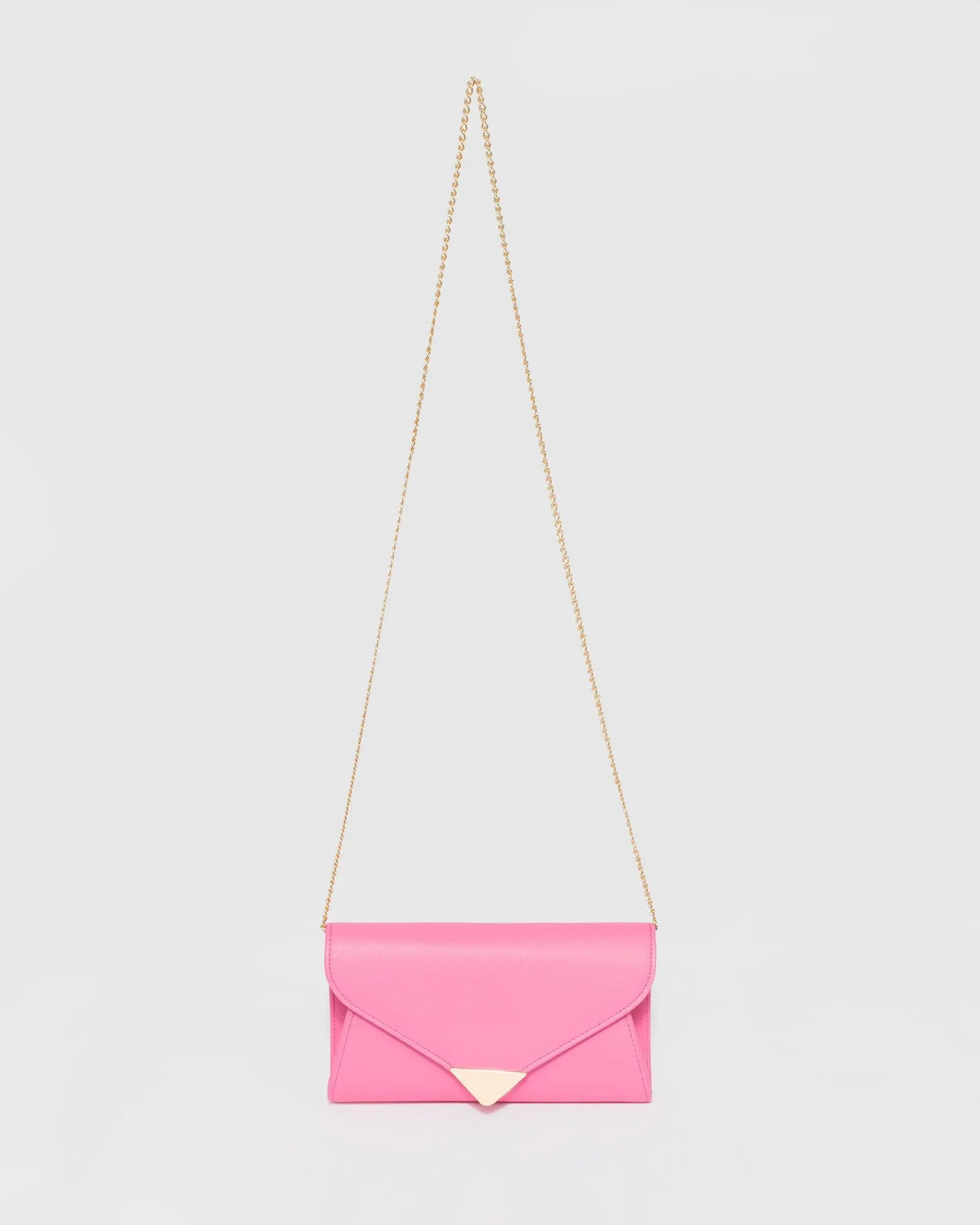 Pink Clare Metal Tip Clutch Bag