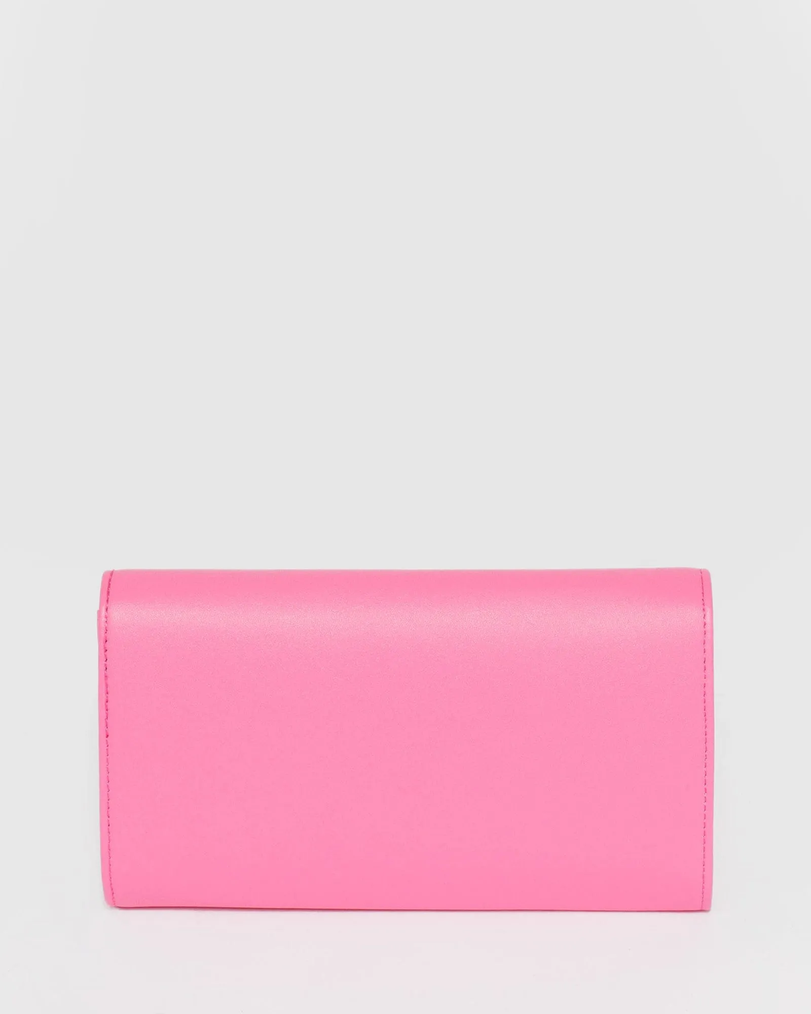 Pink Clare Metal Tip Clutch Bag