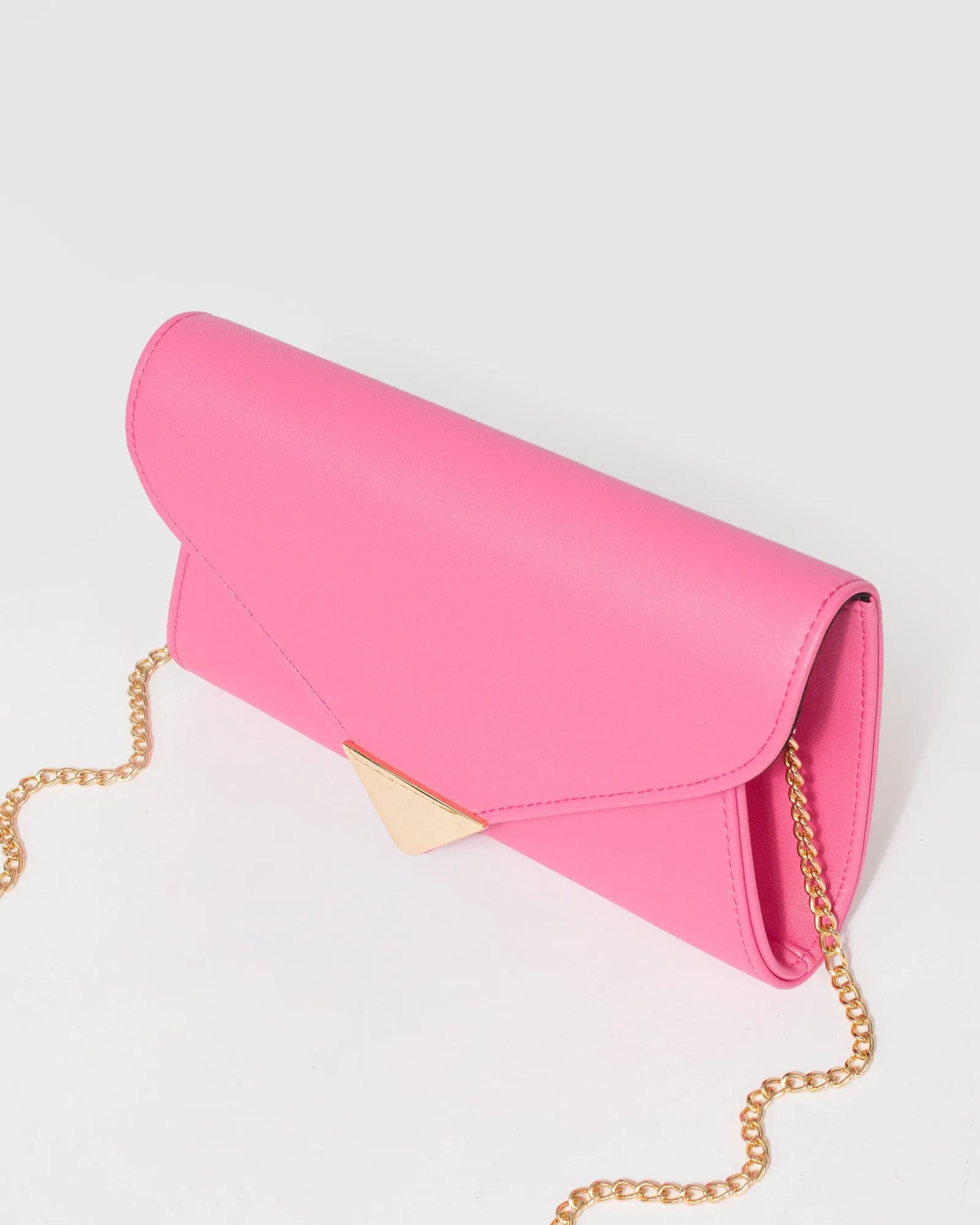 Pink Clare Metal Tip Clutch Bag