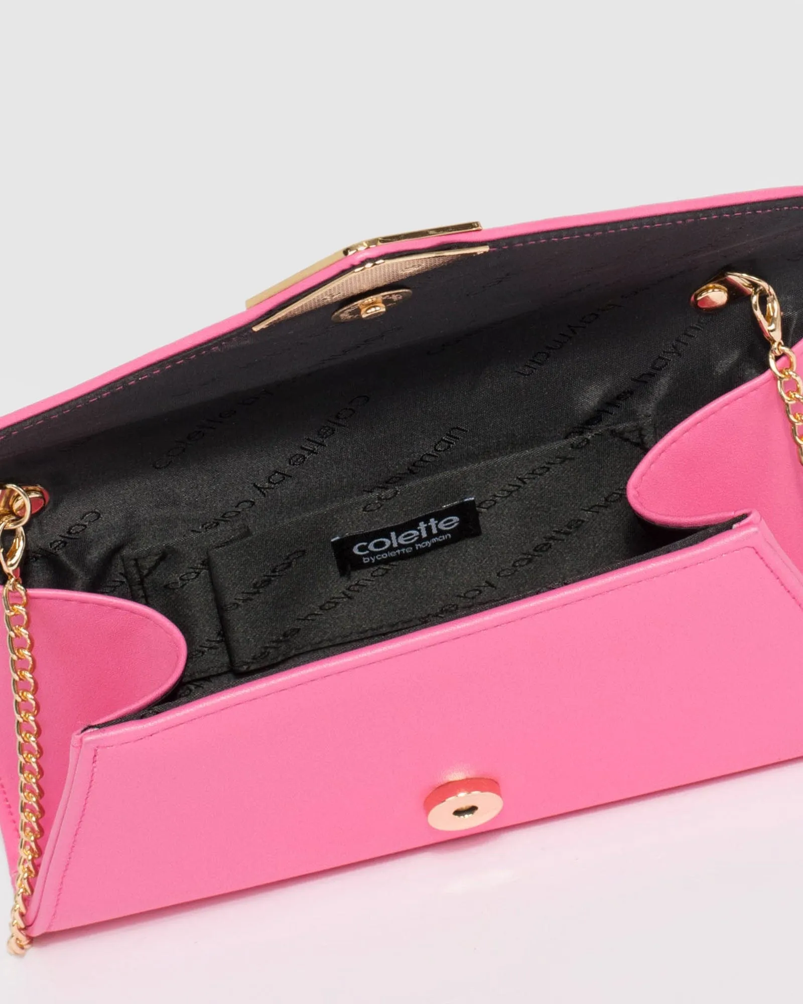 Pink Clare Metal Tip Clutch Bag