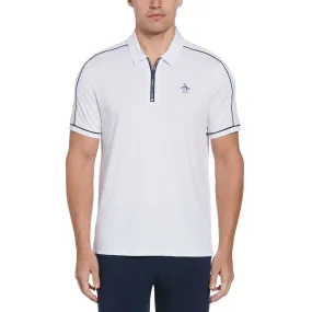 Piped Performance Quarter Zip Tennis Polo Shirt In Bright White