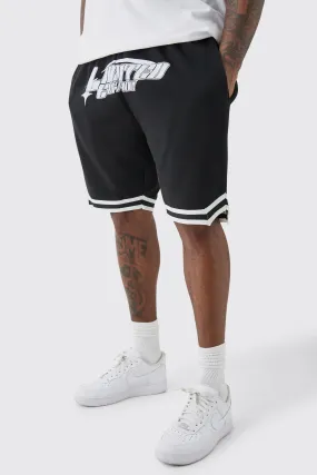 Plus Loose Fit Limited Edition Basketball Short In Black | boohooMAN UK