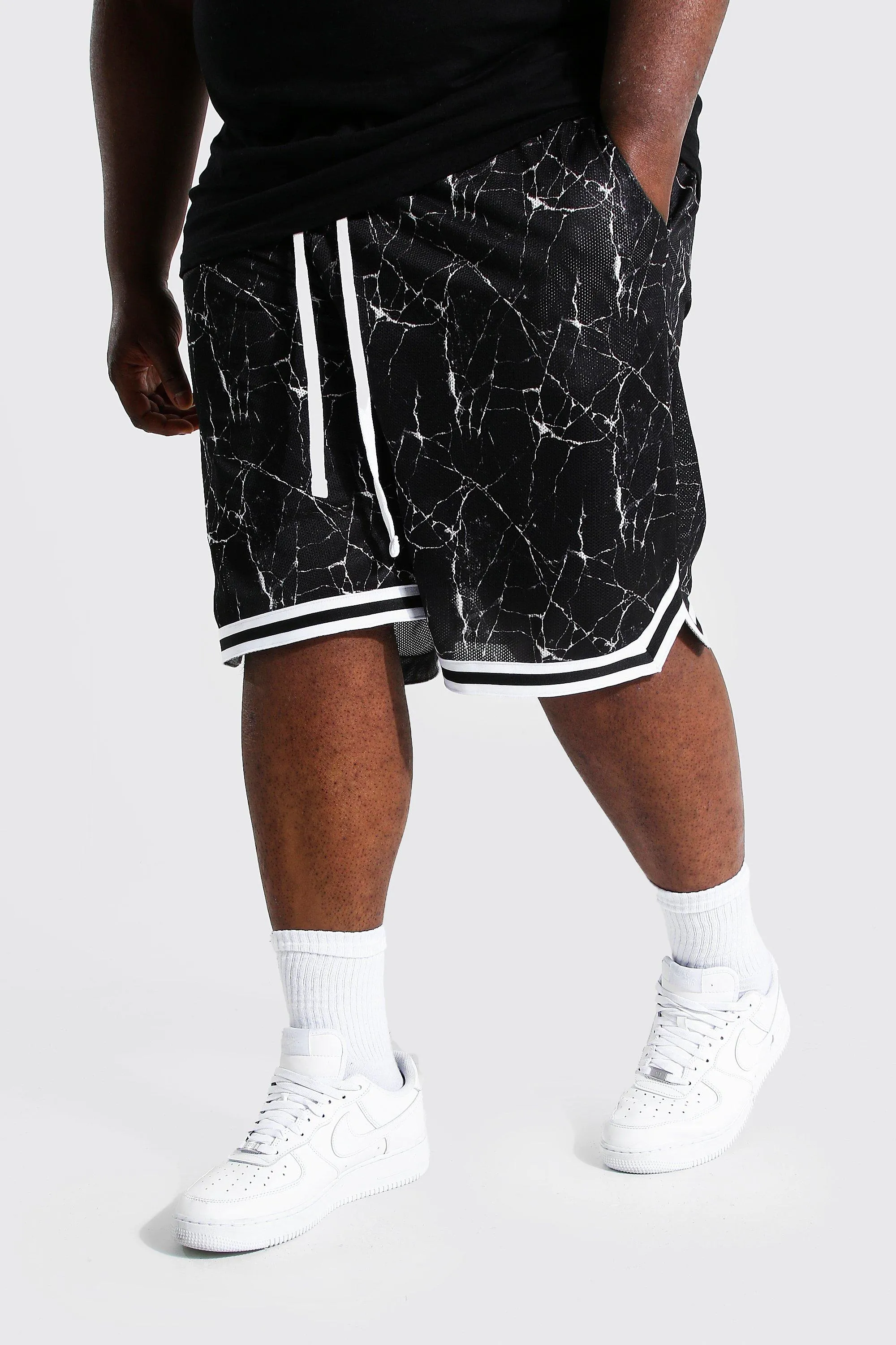 Plus Print Mesh Basketball Short | boohooMAN UK