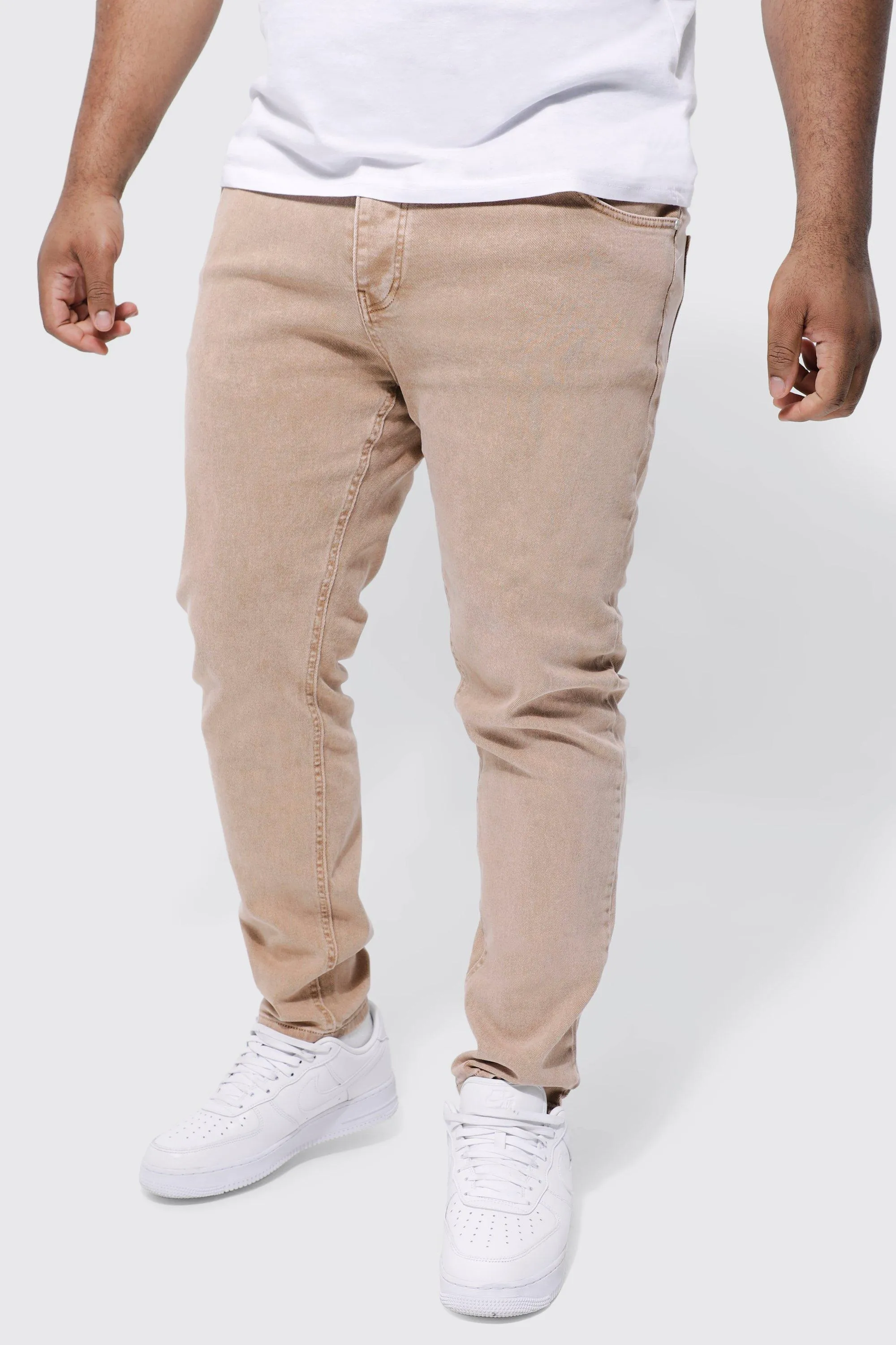 Plus Skinny Stretch Overdyed Stone Wash Jeans