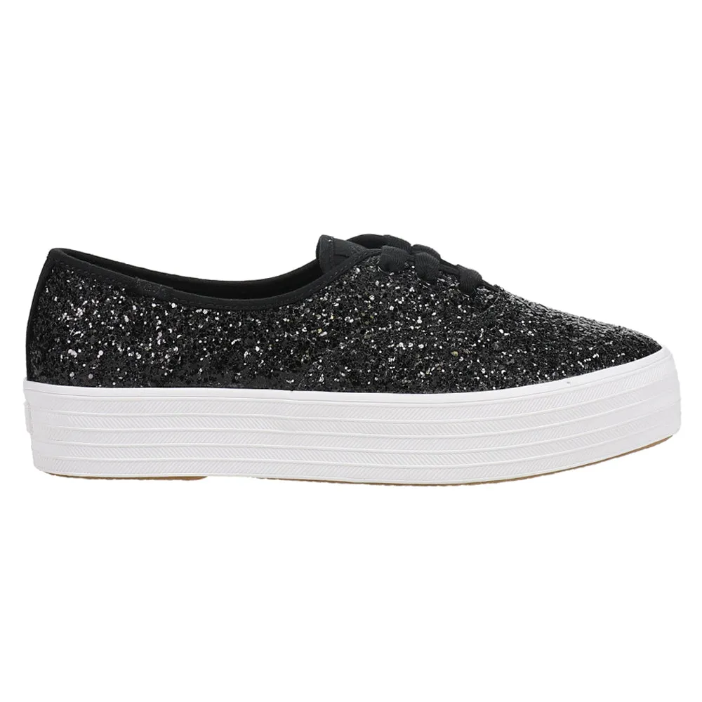 Point Glitter Lace Up Platform Sneakers