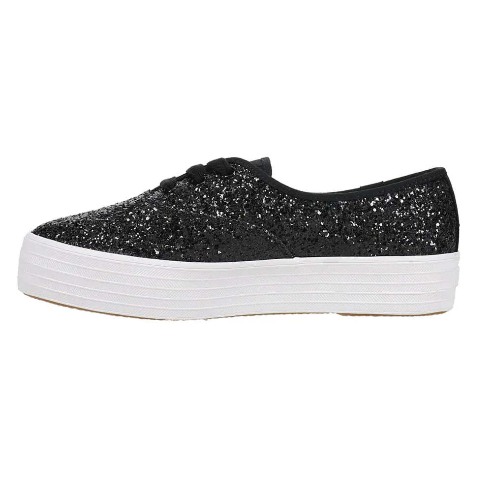 Point Glitter Lace Up Platform Sneakers