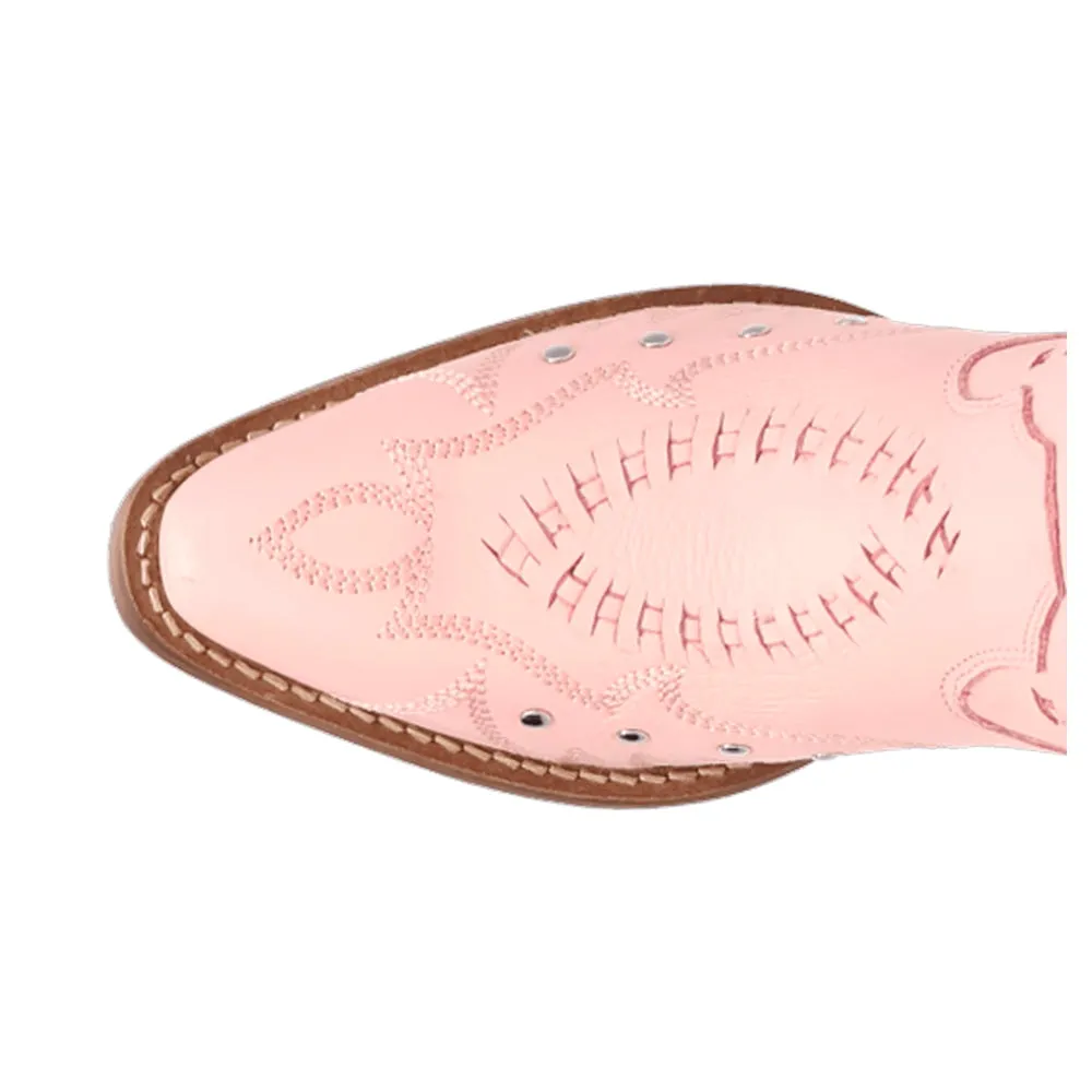 Pretty N' Pink Embroidered Studded Snip Toe Cowboy Boots