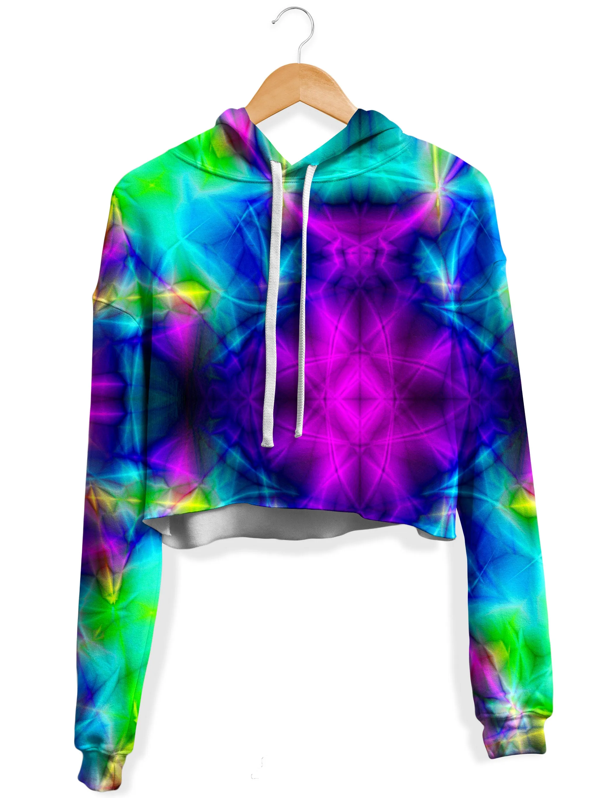 Psyched Mixed Dimension Fleece Crop Hoodie