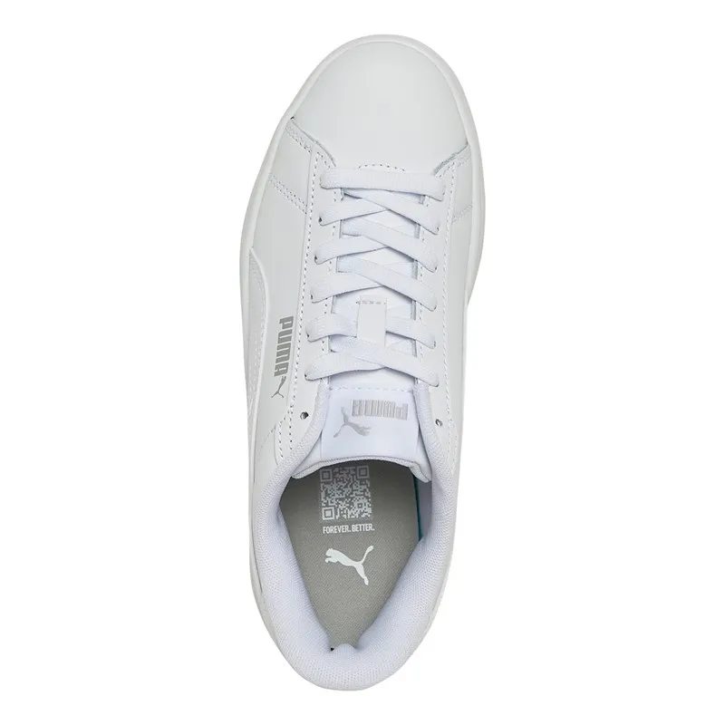 Puma Junior Smash 3.0 Leather Trainers Grey/White