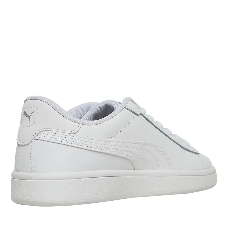 Puma Junior Smash 3.0 Leather Trainers Grey/White