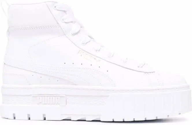 PUMA logo-print chunky high-top leather sneakers White