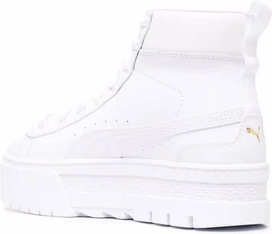 PUMA logo-print chunky high-top leather sneakers White