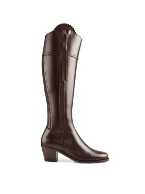 Regina mahogany leather Heeled Knee-high Boots        - Sporting Fit