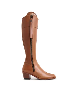 Regina tan leather Heeled Knee-high Boots        - Sporting Fit