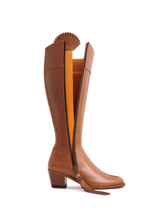 Regina tan leather Heeled Knee-high Boots        - Sporting Fit