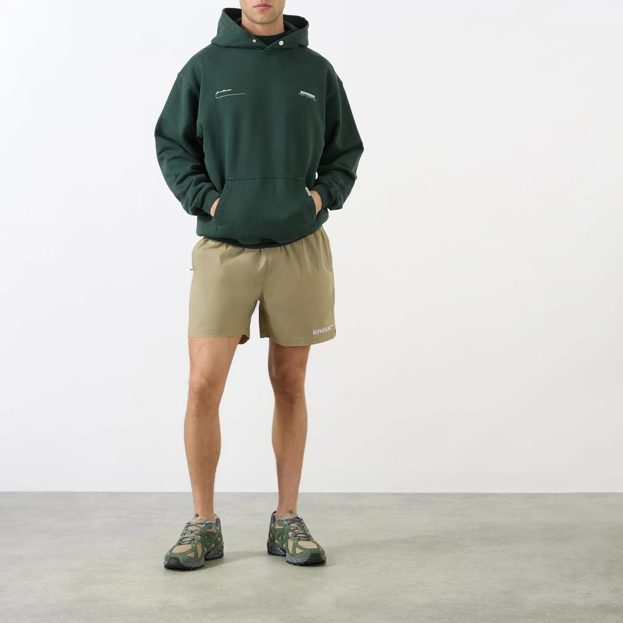 REPRESENT Patron Logo Drawstring Hoodie - Dark Green