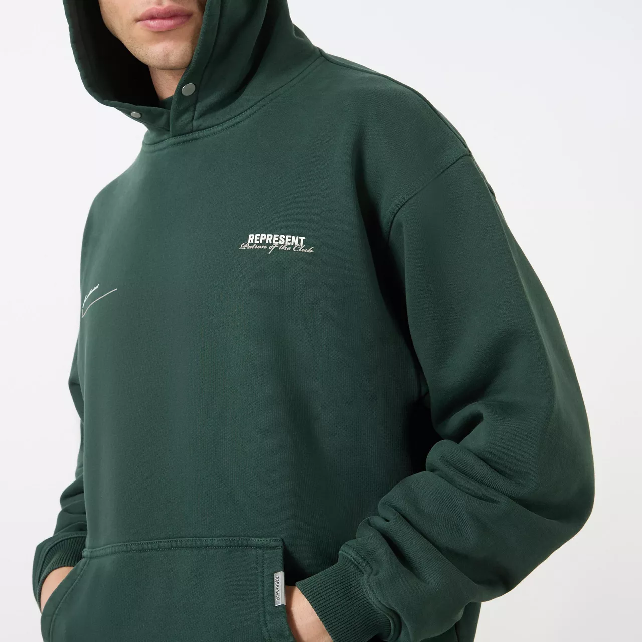 REPRESENT Patron Logo Drawstring Hoodie - Dark Green