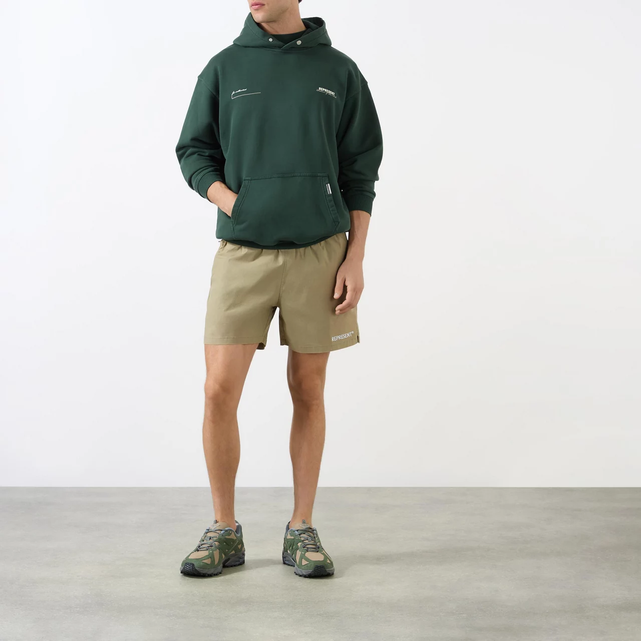 REPRESENT Patron Logo Drawstring Hoodie - Dark Green