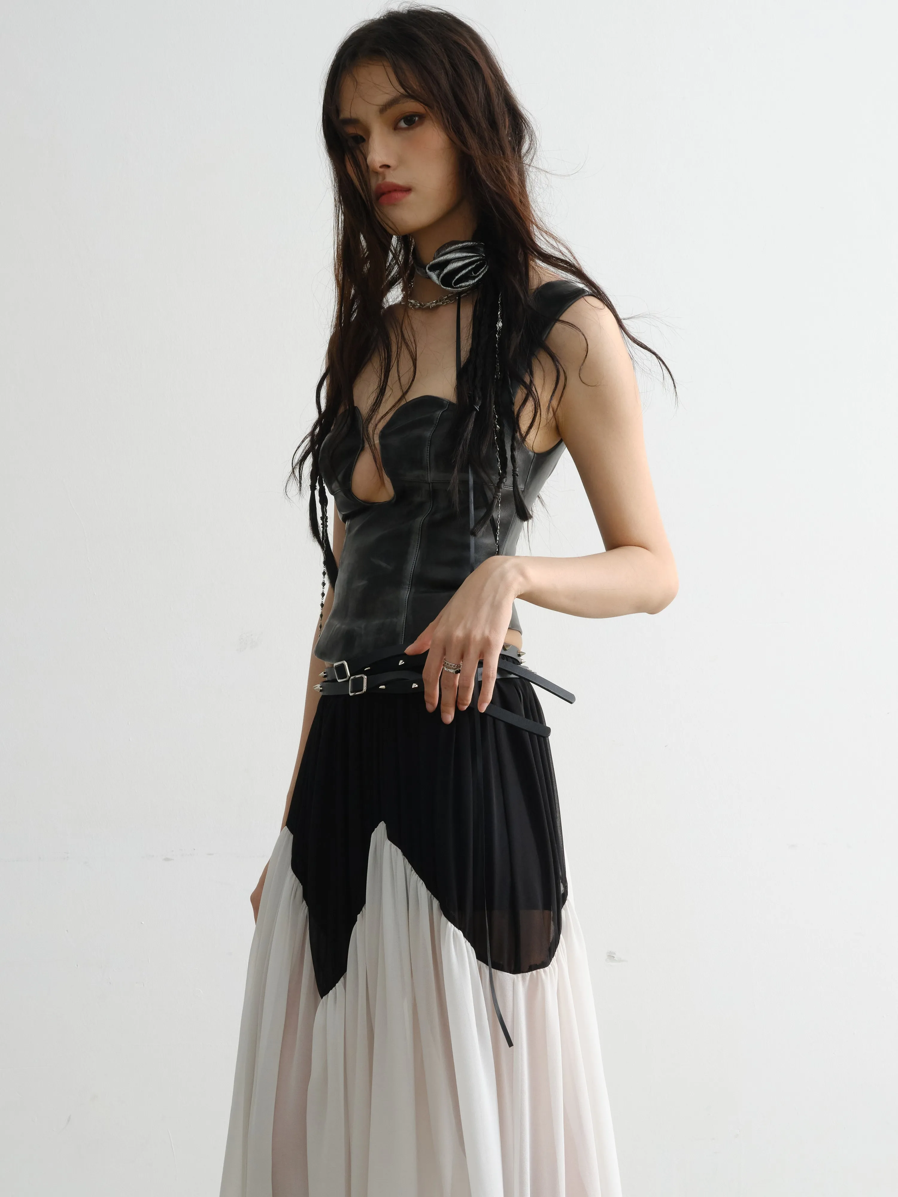 Retro PU Leather Hollow Vest