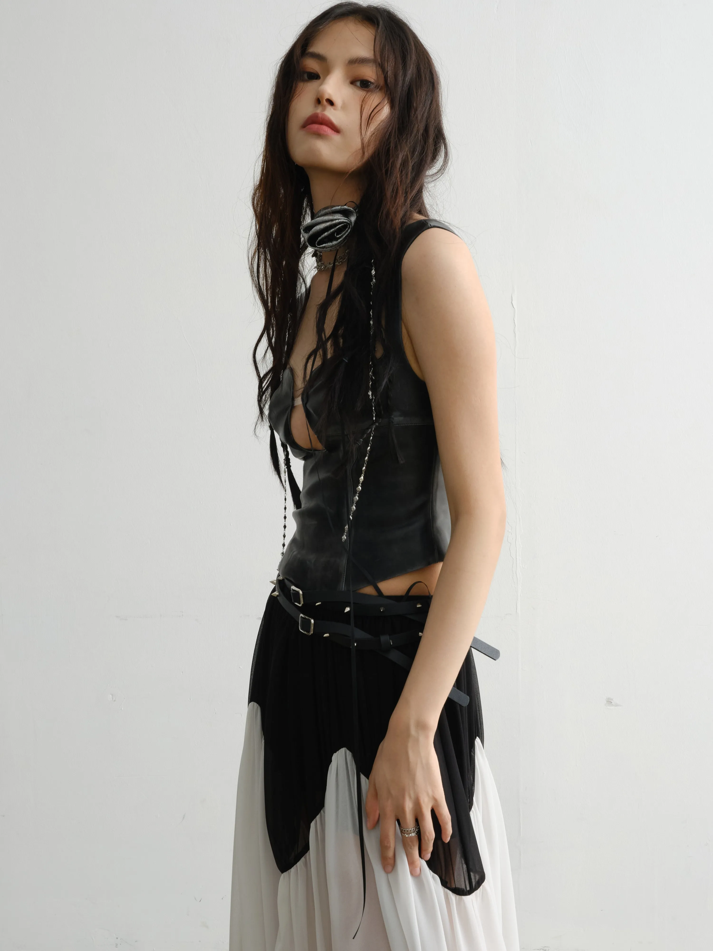 Retro PU Leather Hollow Vest