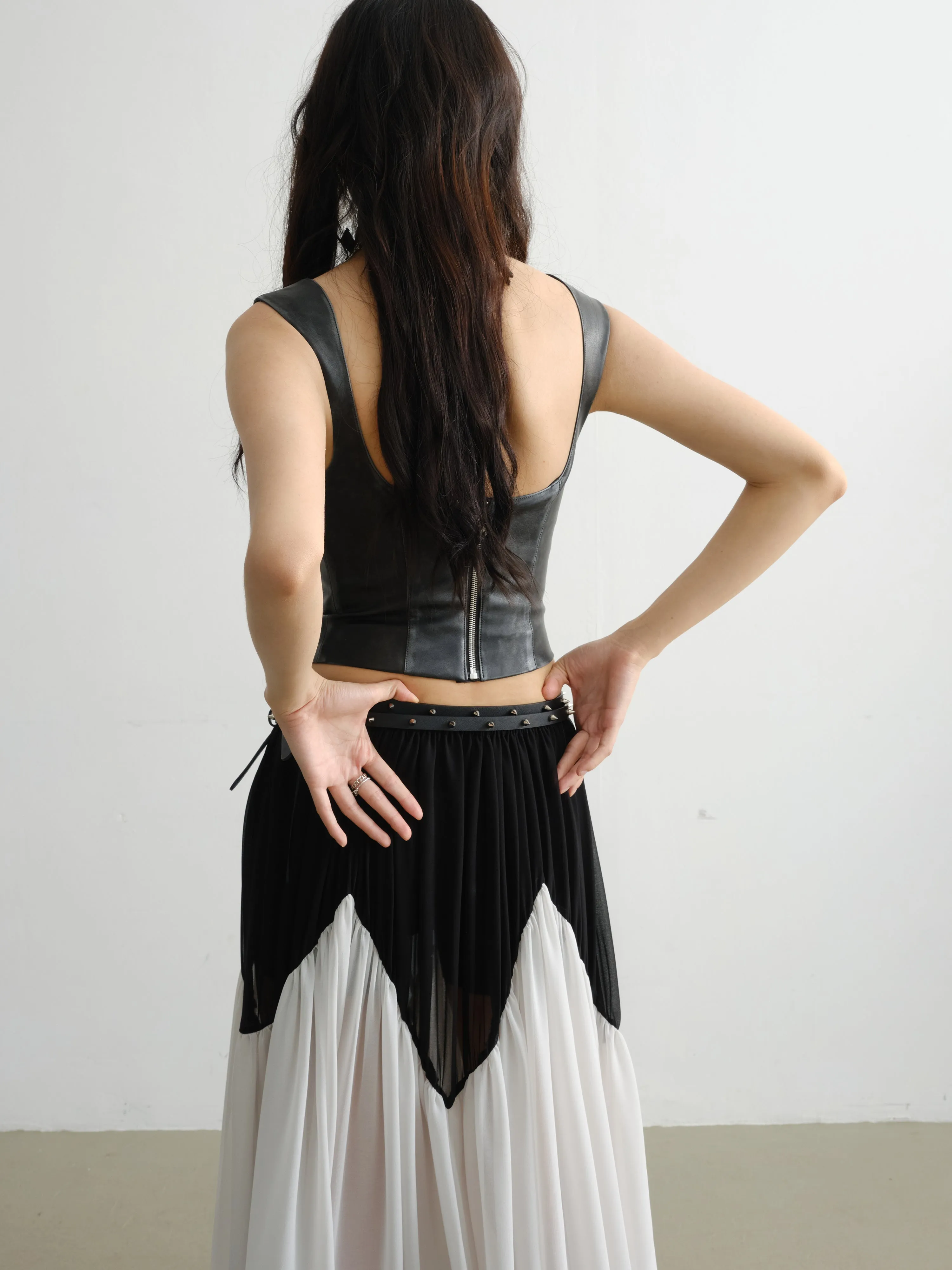 Retro PU Leather Hollow Vest