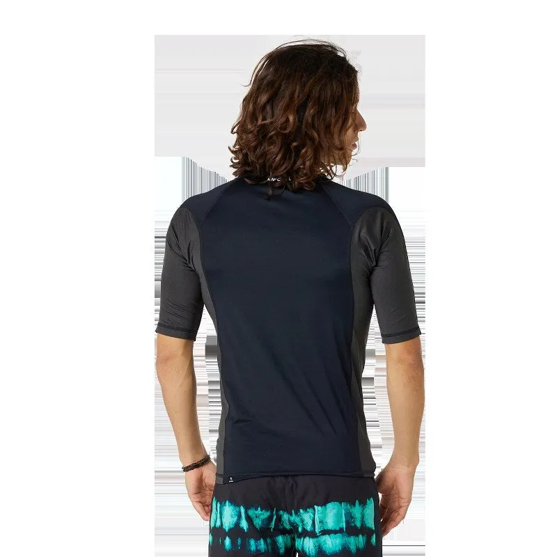 Rip Curl WAVES UPF PERFORMANCE RASH VEST IN BLACK