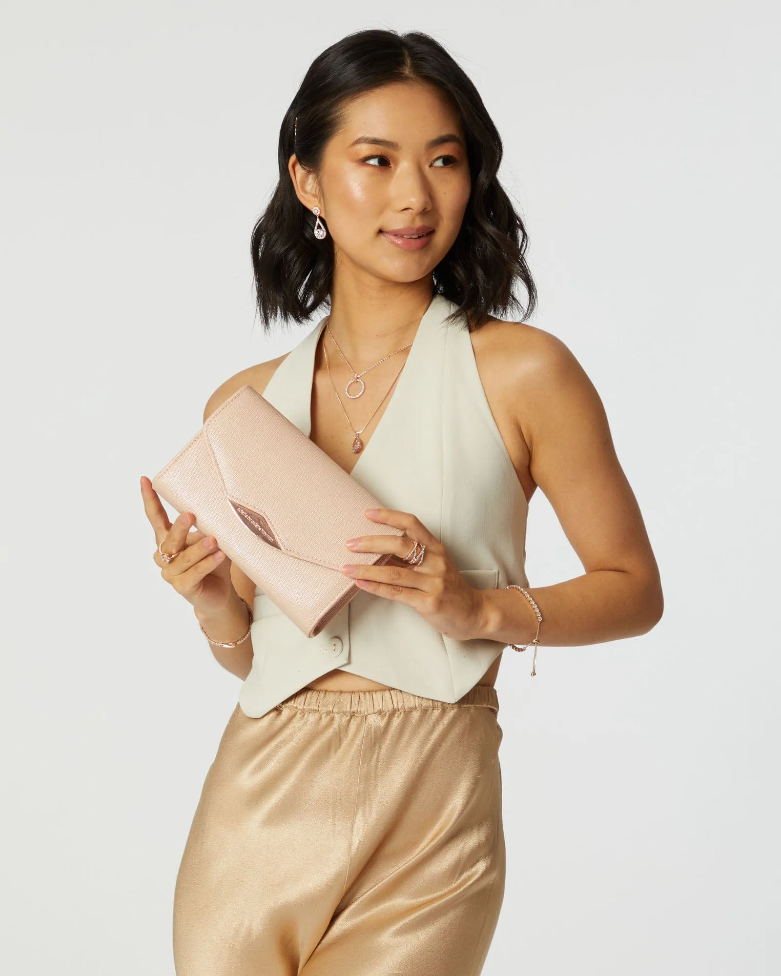 Rose Gold Madi Envelope Clutch Bag