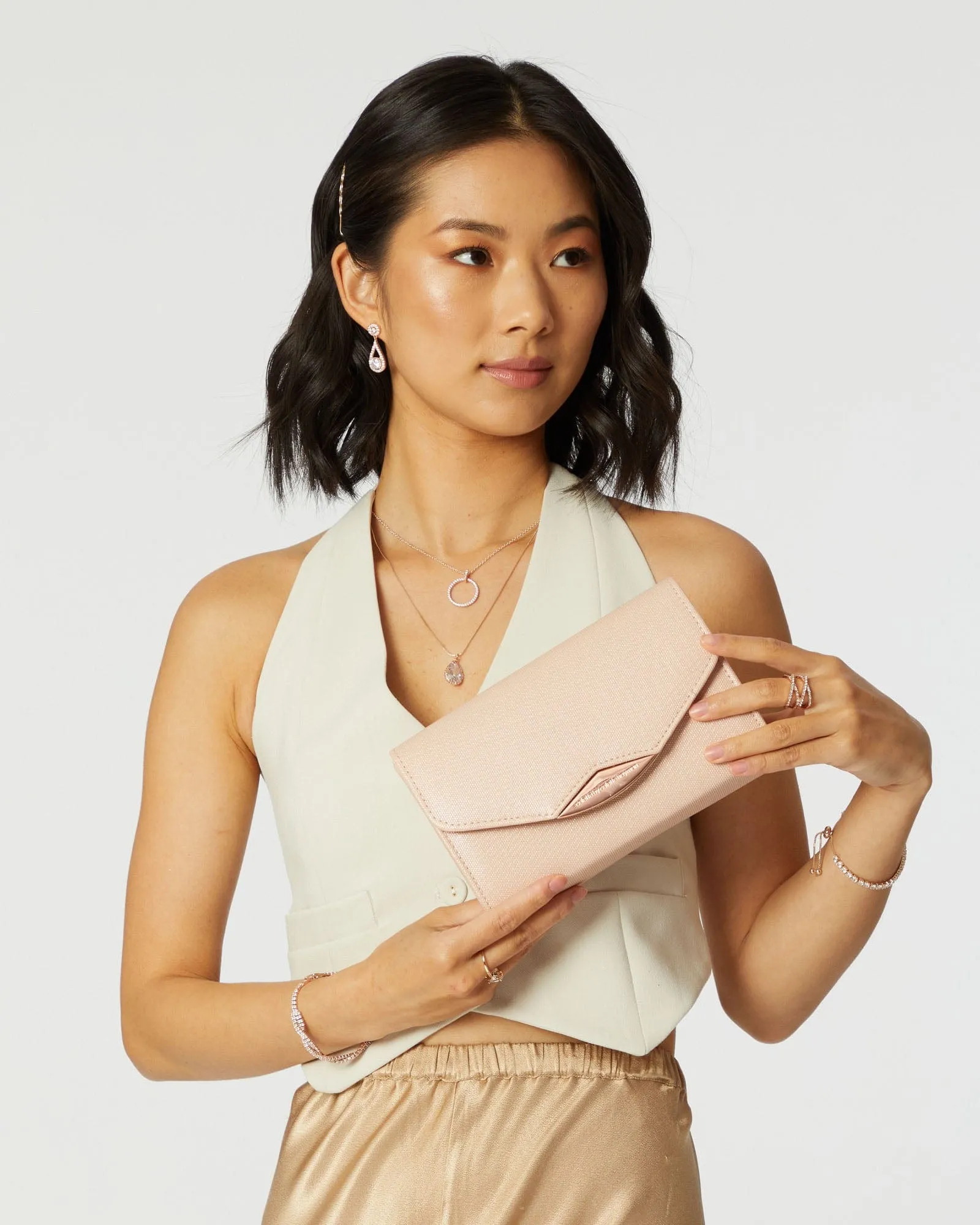 Rose Gold Madi Envelope Clutch Bag