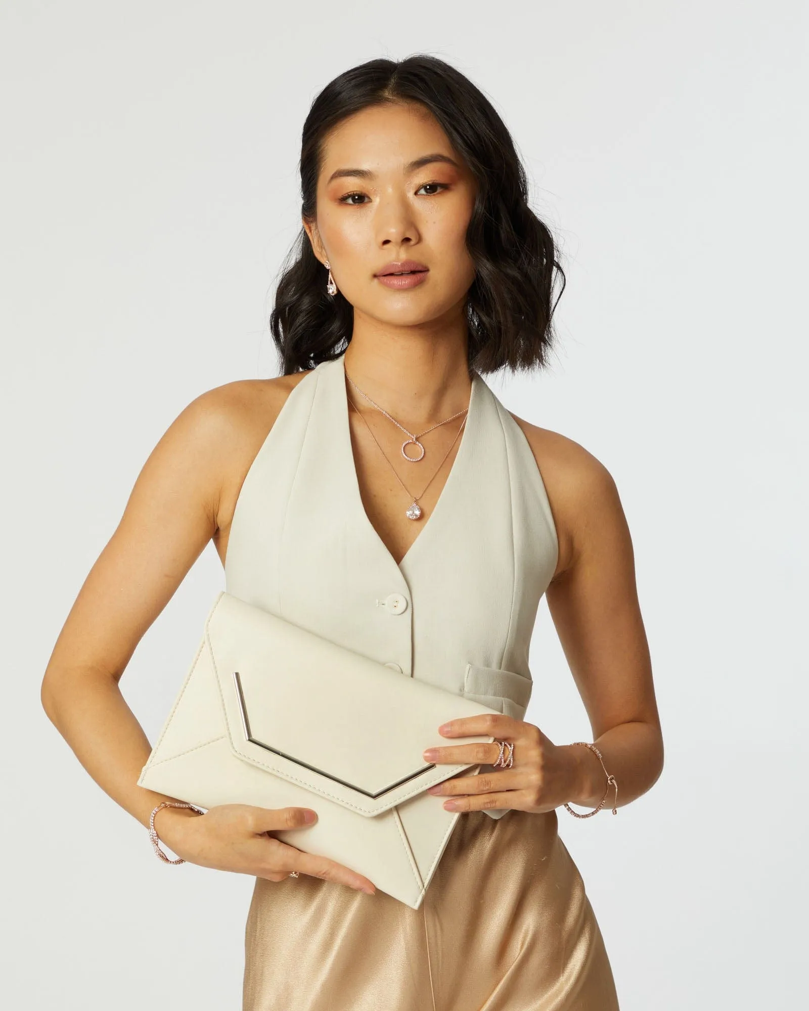 Samantha Square Nude Clutch Bag