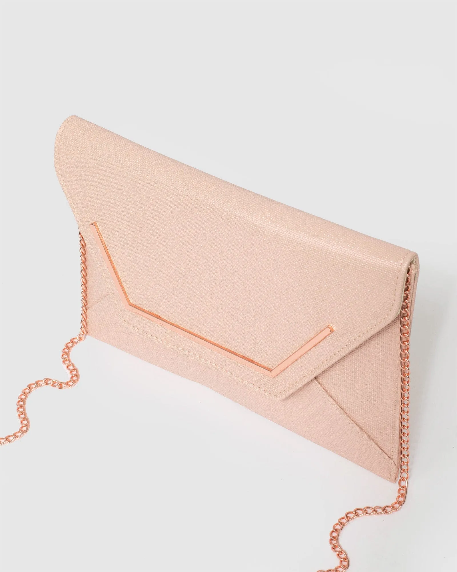 Samantha Square Rose Gold Clutch Bag