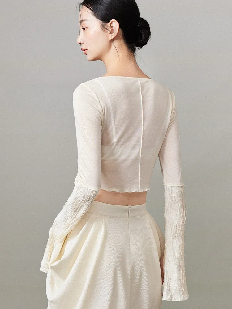 Sheer Crumply Short Thin Cardigan