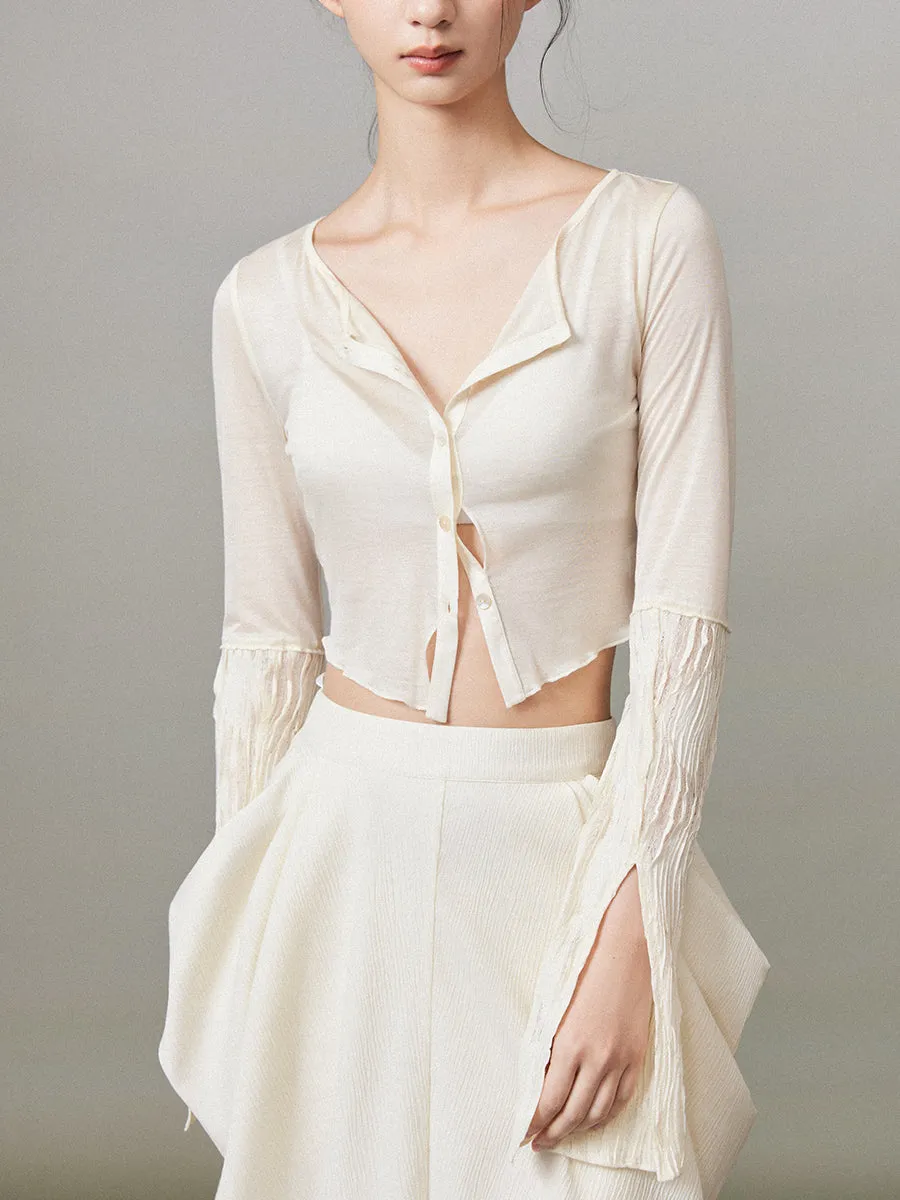 Sheer Crumply Short Thin Cardigan