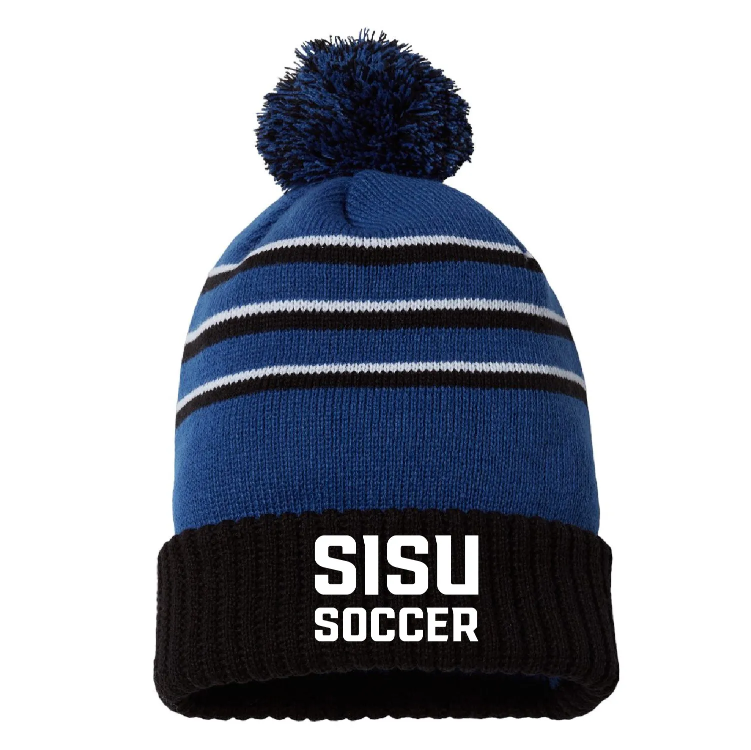 Sisu Soccer Stripe Pom Cuffed Beanie