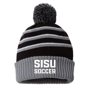 Sisu Soccer Stripe Pom Cuffed Beanie