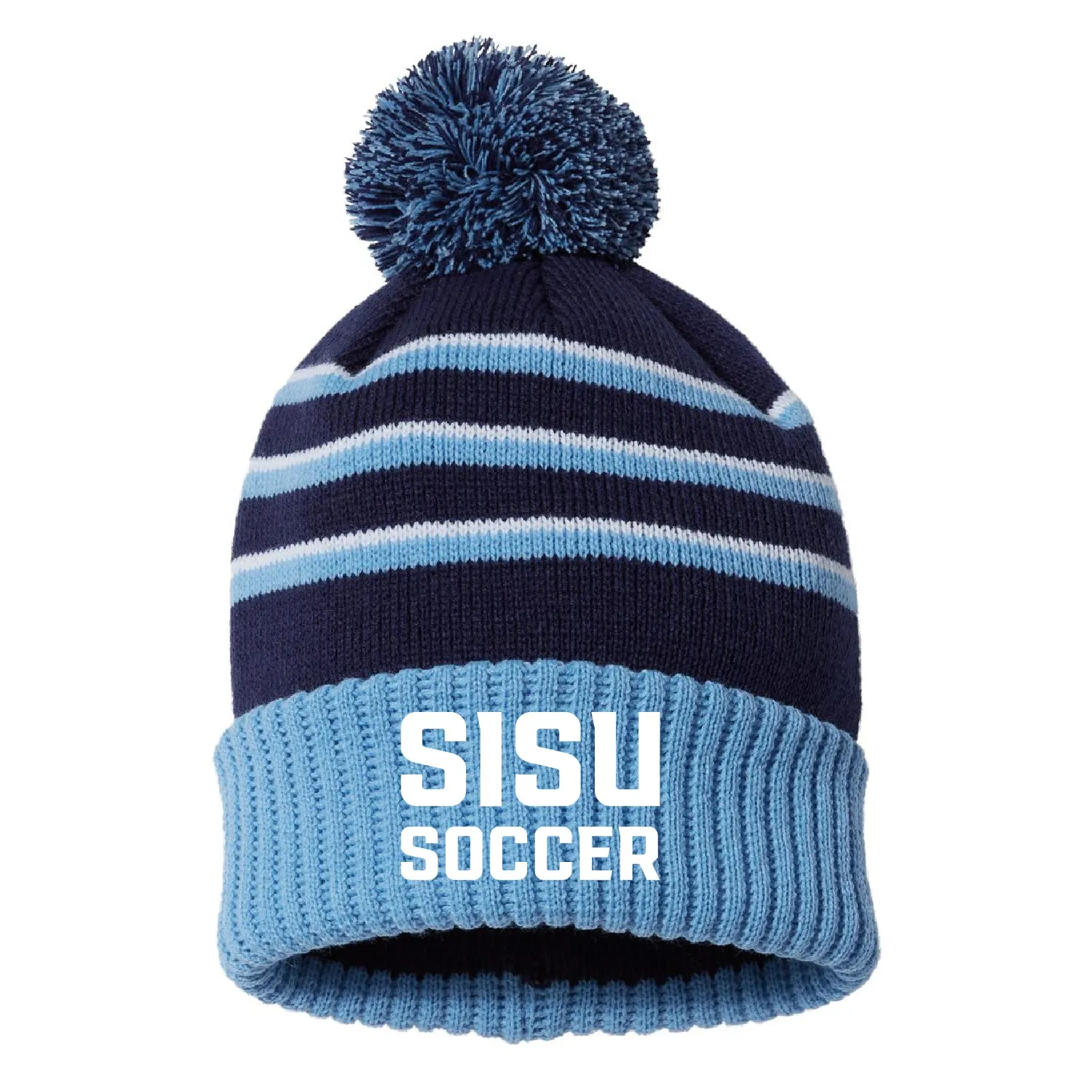 Sisu Soccer Stripe Pom Cuffed Beanie