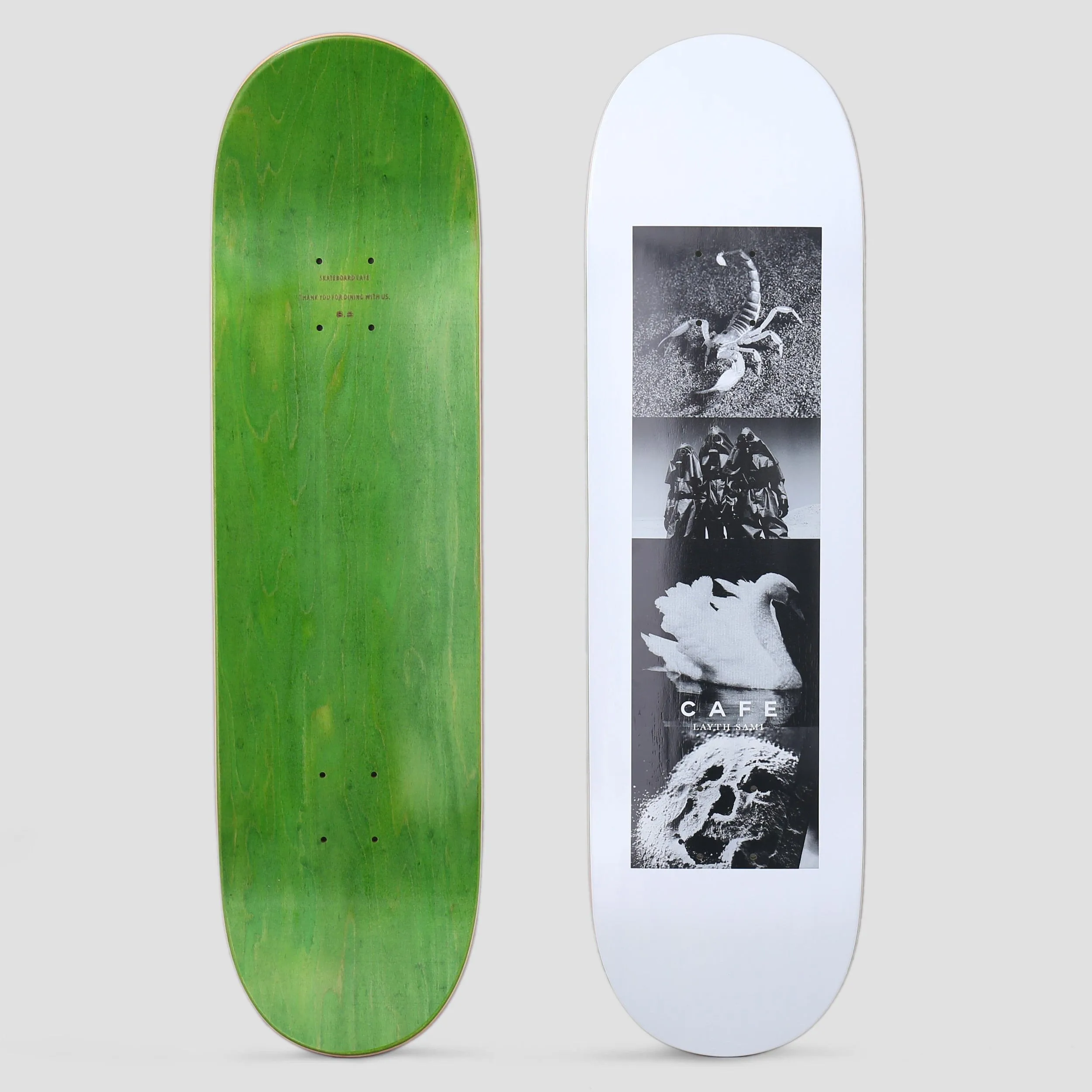 Skateboard Cafe 8.38 Layth Sami Swan Skateboard Deck White