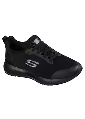 Skechers Work Black Slip Resistant Squad SR Trainers | Kaleidoscope