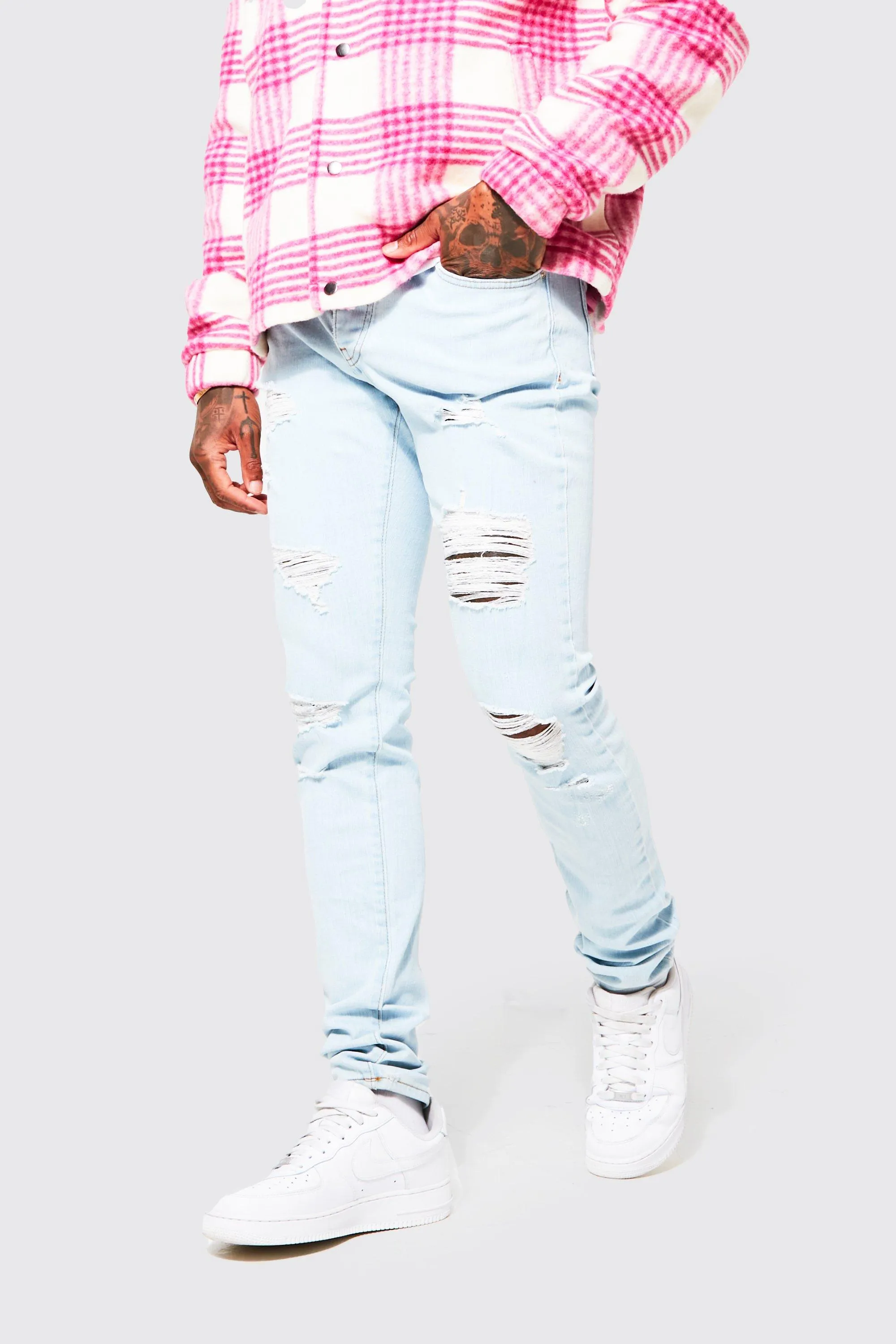 Skinny Stretch All Over Rip Stacked Jeans