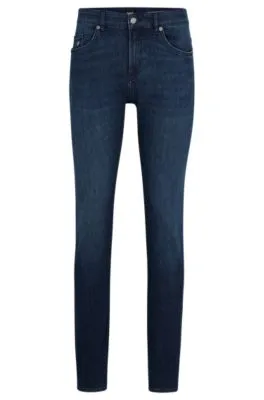 Slim-fit jeans in dark-blue Italian lightweight denim