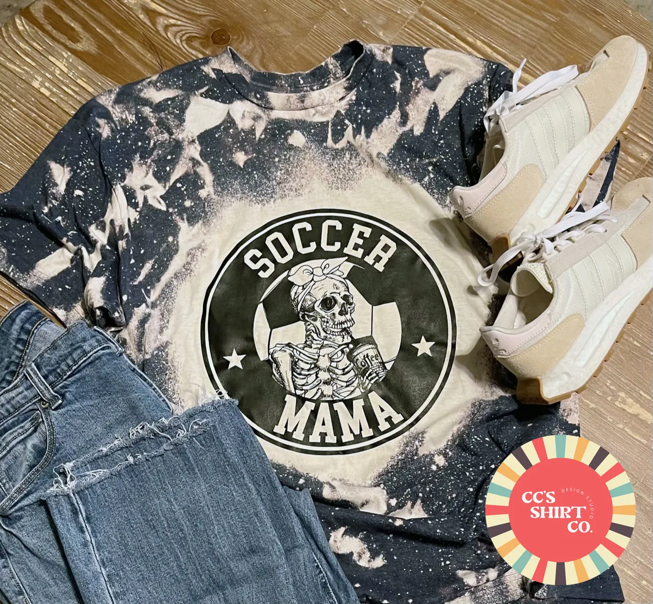 Soccer Mama Skeleton in Navy Tie-Dyed