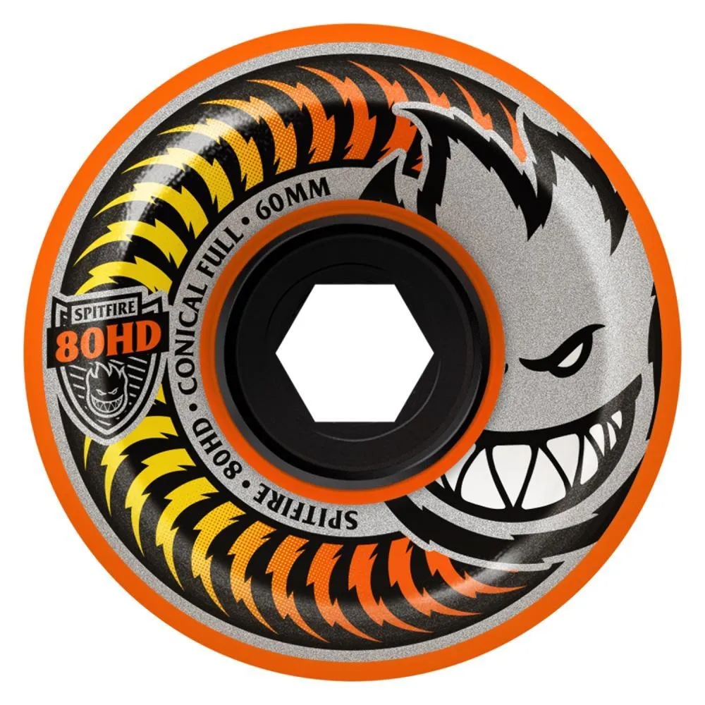 Spitfire Soft Skateboard Wheels Conical Full 80HD Orange 60mm