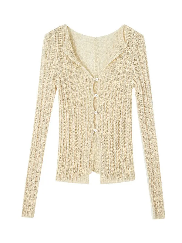 Stitching Knitted Cardigan