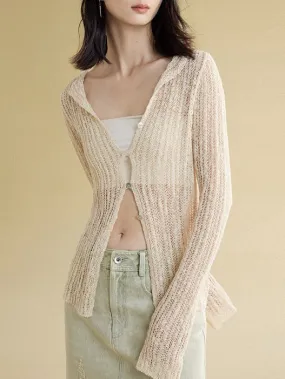 Stitching Knitted Cardigan