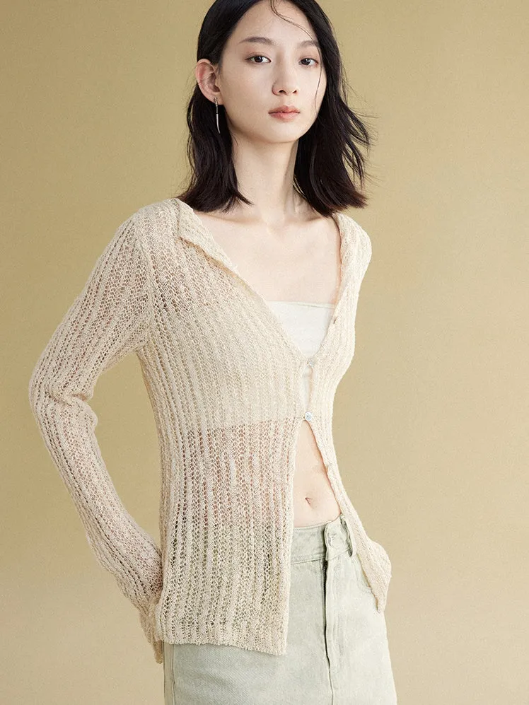 Stitching Knitted Cardigan