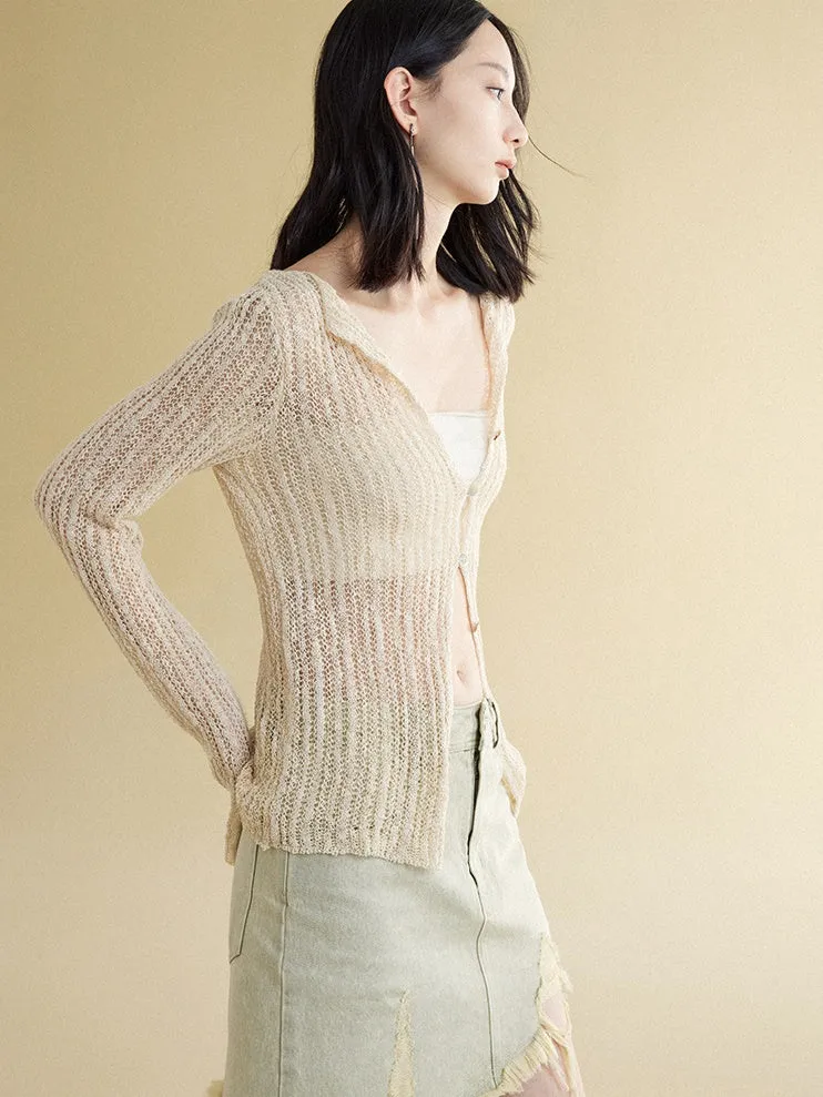 Stitching Knitted Cardigan