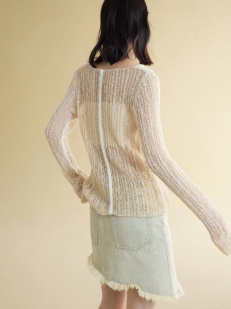 Stitching Knitted Cardigan