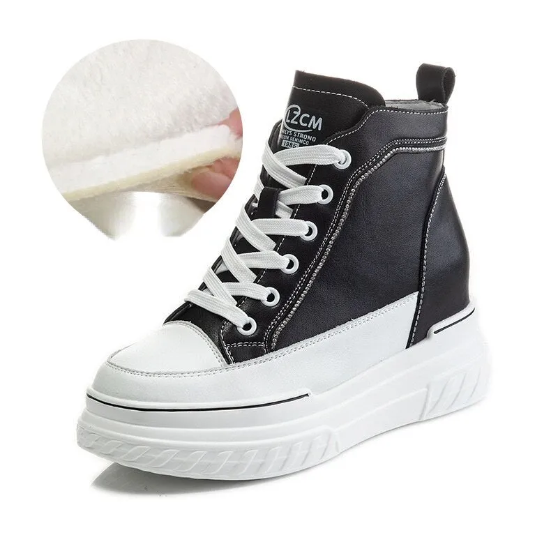 Super Thick Sole Lace Up Platform Chunky Wedge Sneakers for Women