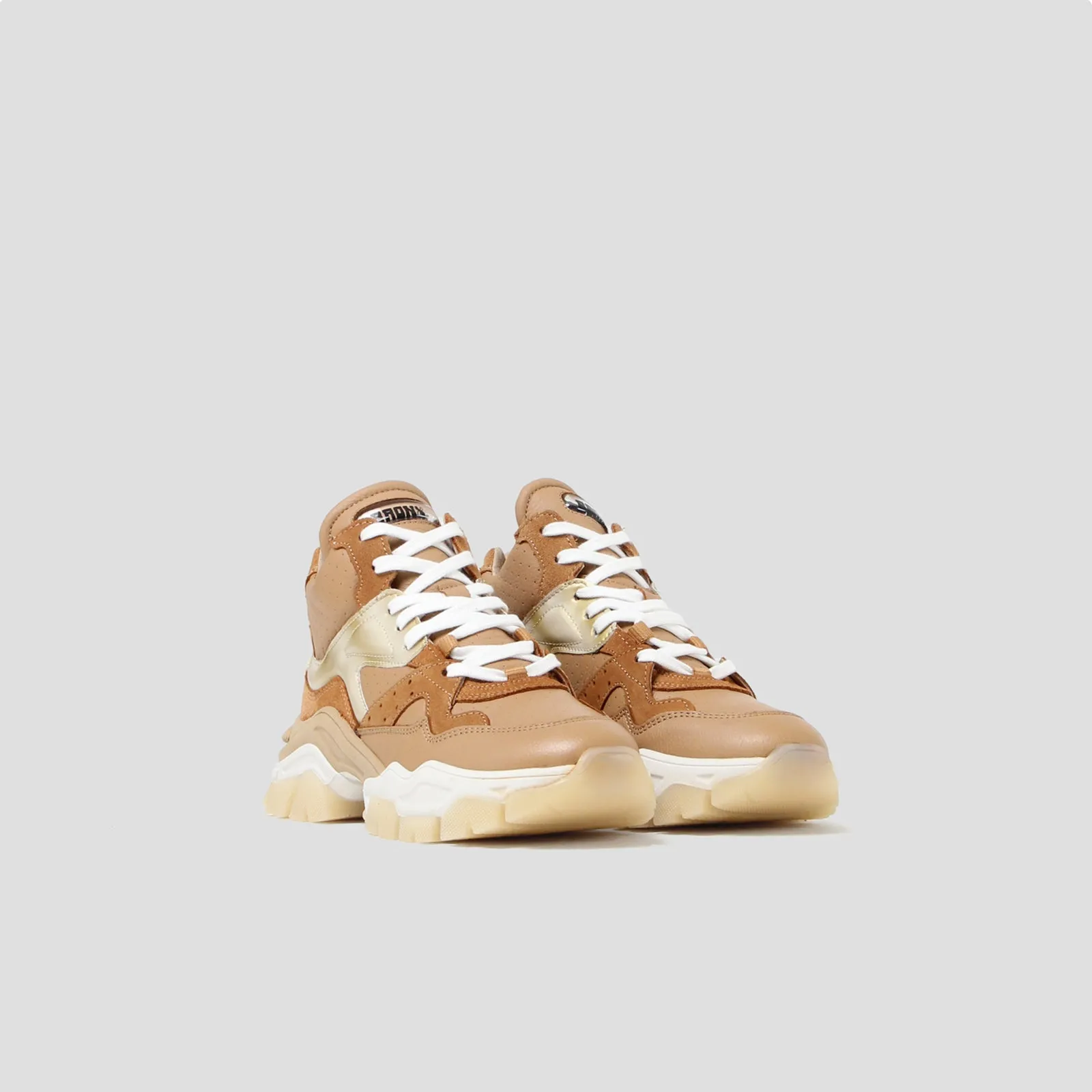 Tayke Over High Top Dark Camel Chunky Sneakers